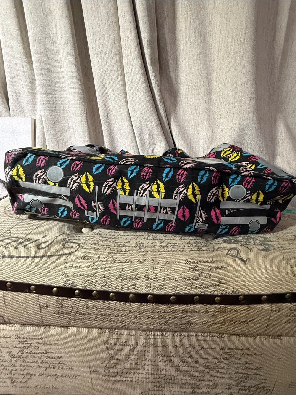 Vintage Y2K parcel boombox purse featuring lips in different colors